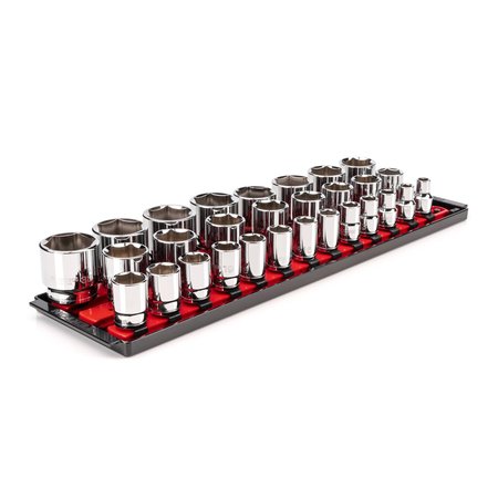 TEKTON 1/2 Inch Drive 6-Point Socket Set with Rails, 29-Piece (10-38 mm) SHD92124